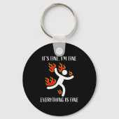 It's Fine Everything Is Fine Funny Stickman On Fir Sleutelhanger (Voorkant)