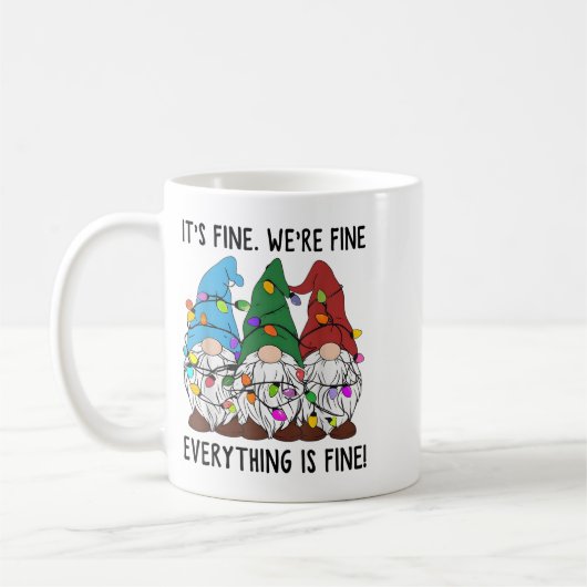 It's Fine Everything Is Fine Gnome Christmas Light Koffiemok (Links)