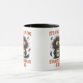It's Fine I'm Fine Coffee Cat Mug – Funny Sarcasti Mok (Midden)