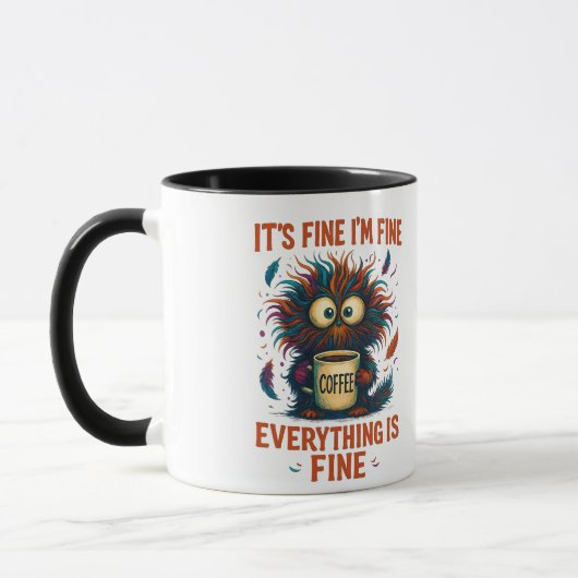 It's Fine I'm Fine Coffee Cat Mug – Funny Sarcasti Mok (Links)