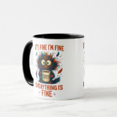 It's Fine I'm Fine Coffee Cat Mug – Funny Sarcasti Mok (Voorkant links)