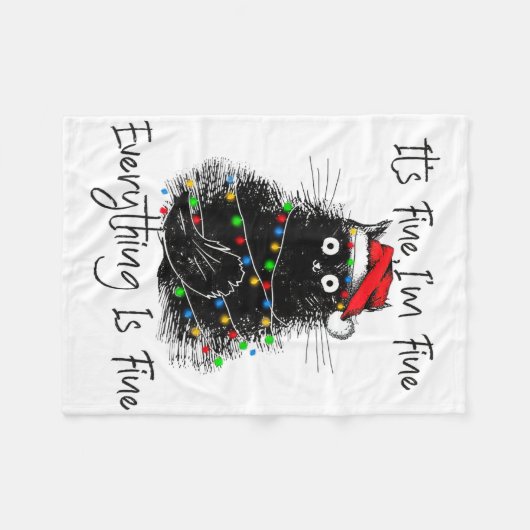 Its Fine I'm Fine Everything Is Fine Christmas Bla Fleece Deken (Voorkant (Horizontaal))