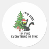 It's Fine Im Fine Everything Is Fine Elf Xmas Matc Ronde Sticker (Voorkant)