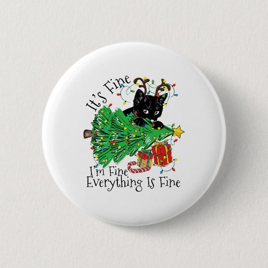 It's Fine I'm Fine Everything Is Fine Fun Christma Ronde Button 5,7 Cm (Voorkant)