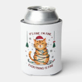 It's Fine I'm Fine Everything Is Fine Xmas Cat Chr Blikjeskoeler (Blikje Voorkant)
