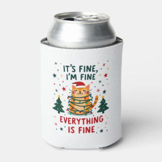 It's Fine I'm Fine Everything Is Fine Xmas Cat Chr Blikjeskoeler