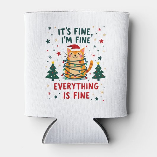 It's Fine I'm Fine Everything Is Fine Xmas Cat Chr Blikjeskoeler (Voorkant)
