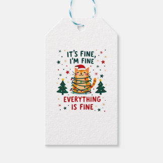 It's Fine I'm Fine Everything Is Fine Xmas Cat Chr Cadeaulabel