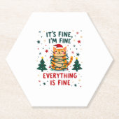 It's Fine I'm Fine Everything Is Fine Xmas Cat Chr Kartonnen Onderzetters (Voorkant)