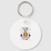 It's Fine I'm Fine Everything Is Fine Xmas Cat Chr Sleutelhanger (Voorkant)