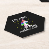 Its Fine Im Fine Everythings Fine Funny Unicorn Wo Kartonnen Onderzetters (Schuin)