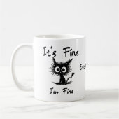 It's Fine I'm Fine" Funny Sarcastic Black Cat Koffiemok (Links)
