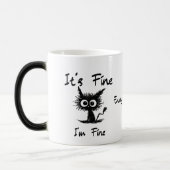 It's Fine I'm Fine" Funny Sarcastic Black Cat  Magische Mok (Links)