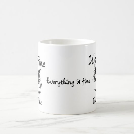 It's Fine I'm Fine" Funny Sarcastic Black Cat  Magische Mok (Center)