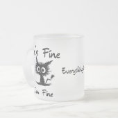 It's Fine I'm Fine" Funny Sarcastic Black Cat Matglas Koffiemok (Voorkant links)