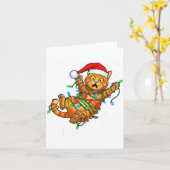 It's Fine I'm Fine Orange Cat Christmas Light Funn Kaart (Gele Bloem)