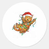 It's Fine I'm Fine Orange Cat Christmas Light Funn Ronde Sticker (Voorkant)