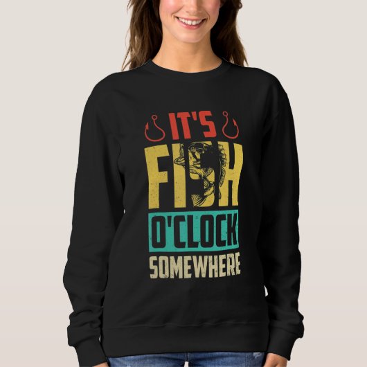 It's Fish O'clock Somewhere Retro Vintage Fisherma Trui (Voorkant)