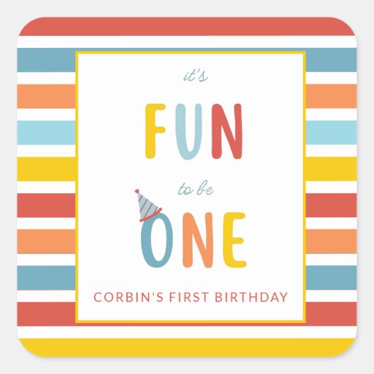 It's Fun To Be One Colorful Birthday Party Sticker (Voorkant)