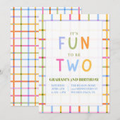 IT'S FUN TO BE TWO SECOND BIRTHDAY INVITATION KAART (Voorkant / Achterkant)
