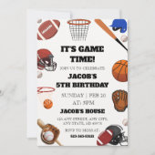 It's Game Time!" All-Star Sports 5th Birthday Kaart (Voorkant)