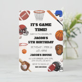 It's Game Time!" All-Star Sports 5th Birthday Kaart (Staand voorkant)