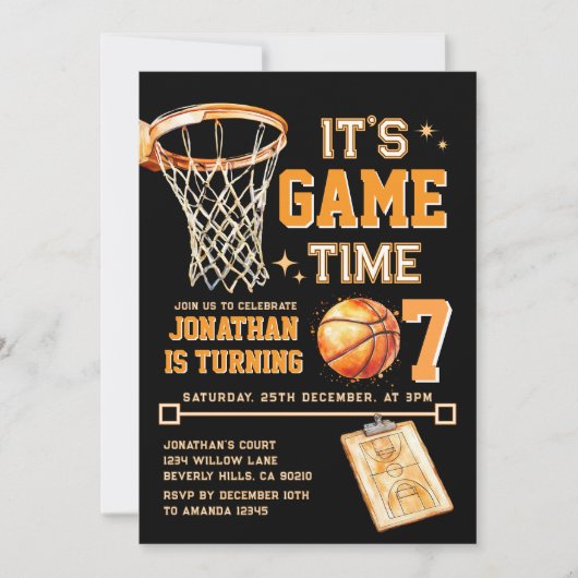 It's Game Time ANY AGE Basketball Birthday Sports Kaart (Voorkant)