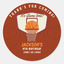 It's Game time! Funny Basketball theme Birthday Ronde Sticker