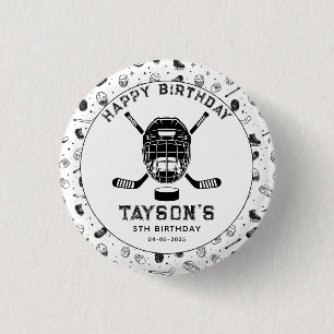 It's Game Time Hockey 5e Verjaardagsfeestje Ronde Button 3,2 Cm