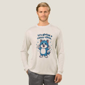 "It's Giving Retro Vibes" Schattigee Blue Cat duim Tri-Blend Shirt (Voorkant)
