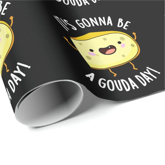 It's Gonna Be A Gouda Day Funny Cheese Pun Dark BG Cadeaupapier (Rol Hoek)