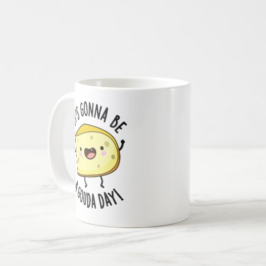 It's Gonna Be A Gouda Day Funny Cheese Pun  Koffiemok (Voorkant links)