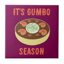 "It's Gumbo Season" Paarse keramische Tegel