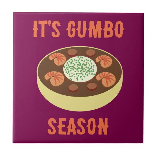 "It's Gumbo Season" Paarse keramische Tegel Tegeltje (Voorkant)