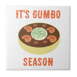 "It's Gumbo Season" Witte Keramische Tegel Tegeltje