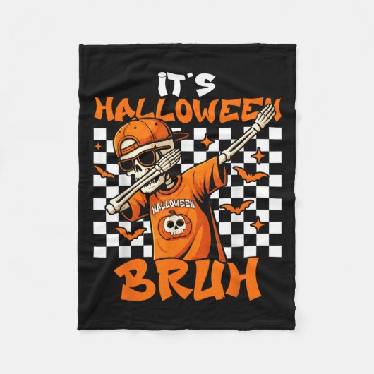 It's Halloween Bruh Skeleton Pumpkin Costume Boys  Fleece Deken (Voorkant)