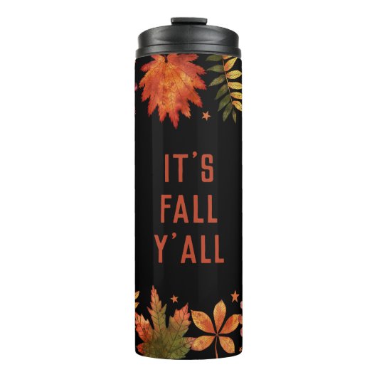 "It's Herfst Y'all" Autumn Fall verlaat Halloween Thermosbeker (Voorkant)
