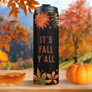 "It's Herfst Y'all" Autumn Fall verlaat Halloween Thermosbeker