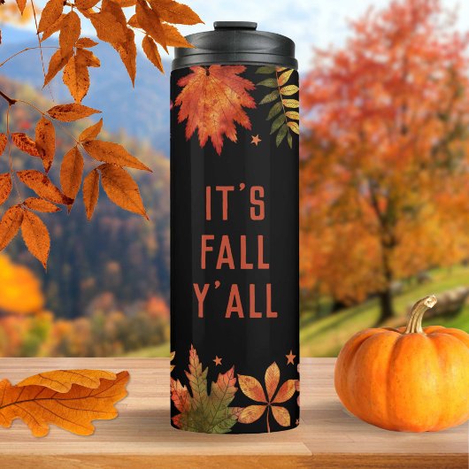"It's Herfst Y'all" Autumn Fall verlaat Halloween Thermosbeker