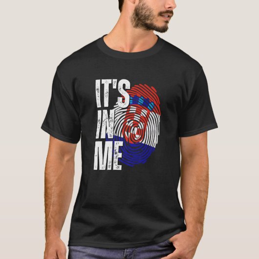 It's In Me Croatia Flag Fingerprint Croatian Herit T-shirt (Voorkant)