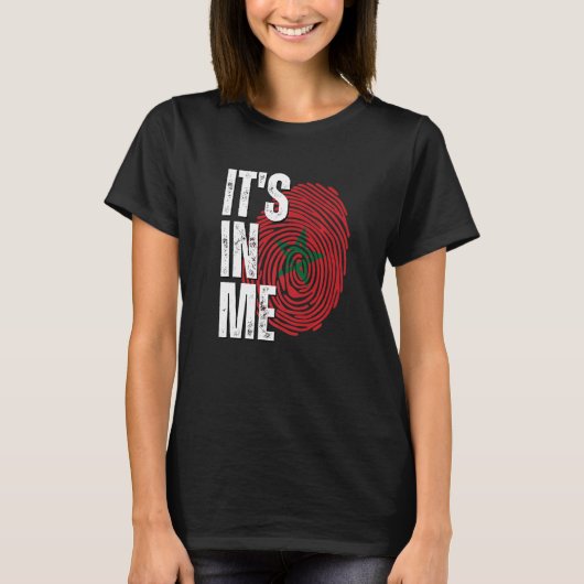 It's In Me Morocco Flag Fingerprint Moroccan Herit T-shirt (Voorkant)