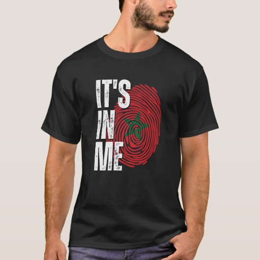 It's In Me Morocco Flag Fingerprint Moroccan Herit T-shirt (Voorkant)