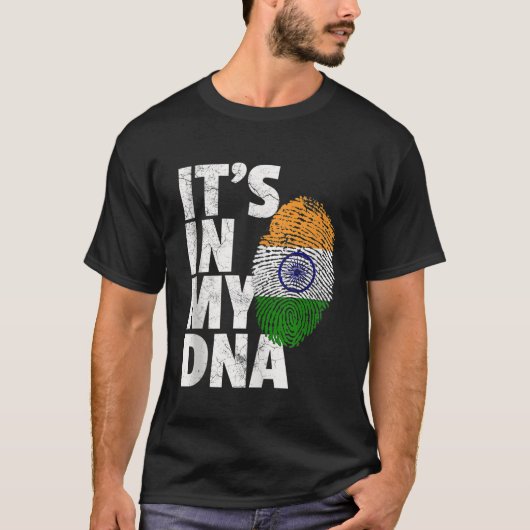 ITS IN MIJN DNA Indiaas Vlaggenpride Mannen Vrouwe T-shirt (Voorkant)