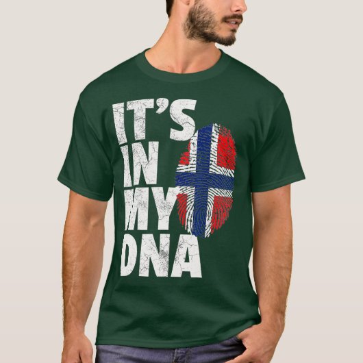 ITS IN MIJN DNA-Noorse Noorse Mannen met de vlag T-shirt (Voorkant)