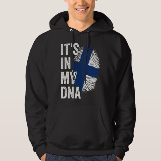 ITS IN MY DNA Finland Flag Finnish Roots Pride Gen Hoodie (Voorkant)