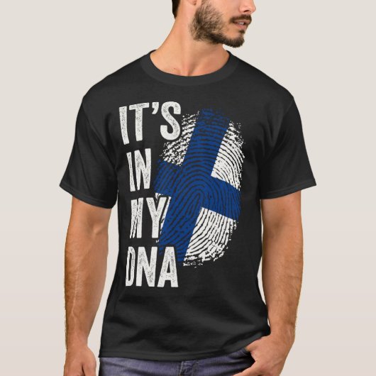 ITS IN MY DNA Finland Flag Finnish Roots Pride Gen T-shirt (Voorkant)