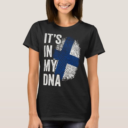 ITS IN MY DNA Finland Flag Finnish Roots Pride Gen T-shirt (Voorkant)
