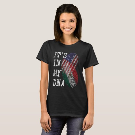 IT'S IN MY DNA Mexican American Fingerprint Flag U T-shirt (Voorkant volledig)
