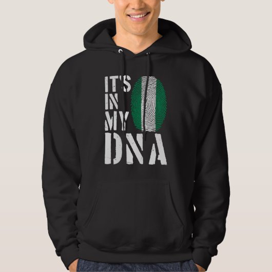 It's In My DNA Nigerian Flag Fingerprint BHM Afro  Hoodie (Voorkant)