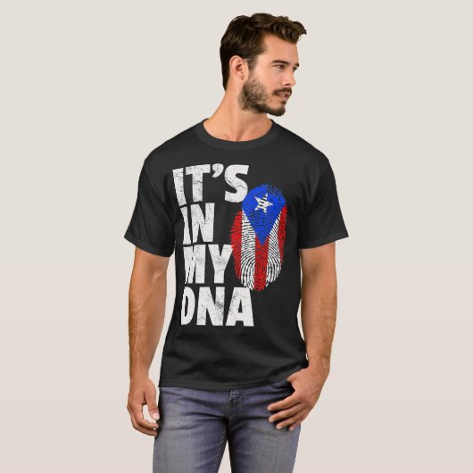 ITS IN MY DNA Puerto Rico Rican Flag T Shirt Men (Voorkant volledig)